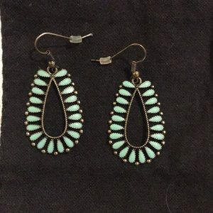Hand made turquoise dangle earrings.